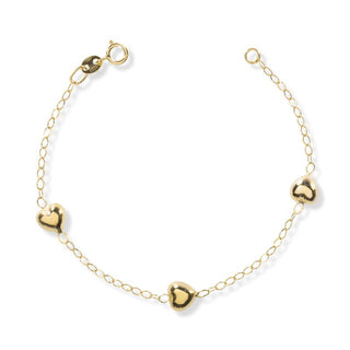 Bracciale Fabiani neonato in oro giallo 9Kt con cuori - Fabiani Gioiellerie