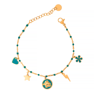 Meridien Jewels Steel Bracelet with Coloured Charms