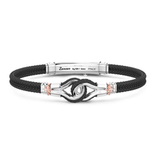 Bracciale Zancan in kevlar nerocon nodo nautico in argento - Fabiani Gioiellerie