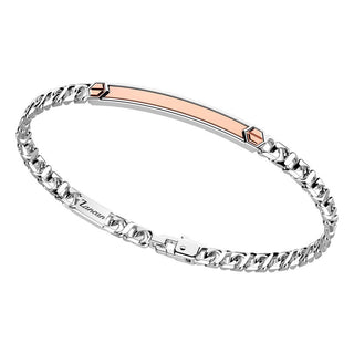 Bracciale a grumetta Zancan in argento con targa ed inserti in oro rosa - Fabiani Gioiellerie