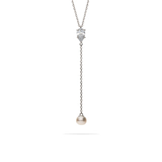 Collana Fabiani con perla bianca in argento 925 con Zircone