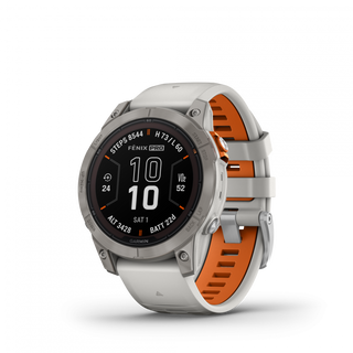 GARMIN fēnix® 7 Pro – Sapphire Solar Edition - Titanium con cinturino Fog Gray/Ember Orange