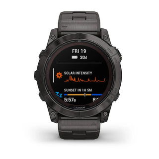 GARMIN fēnix® 7X Pro – Sapphire Solar Edition - Carbon Gray DLC Titanium with Vented Titanium bracelet